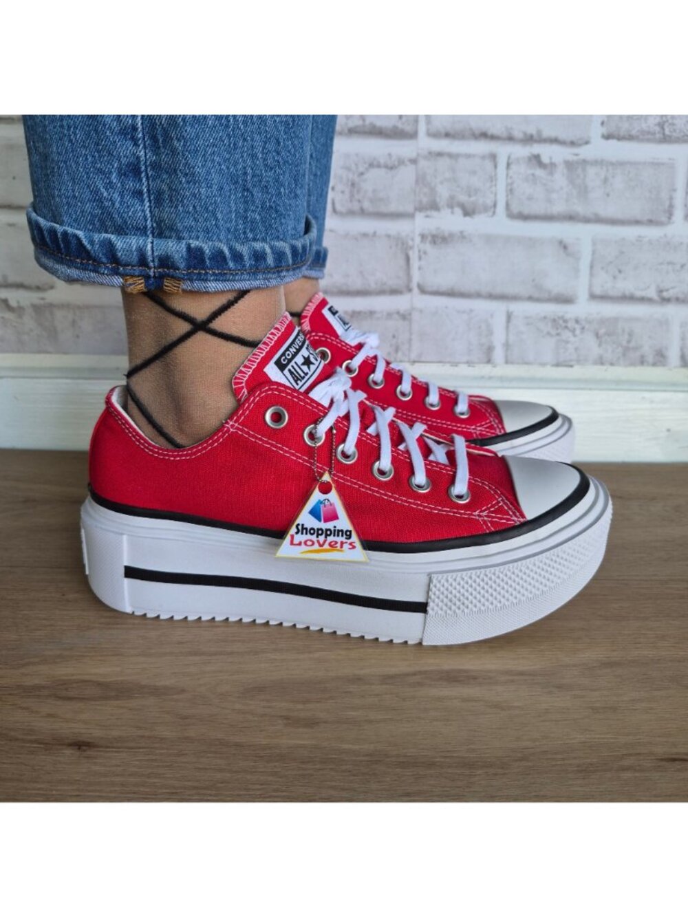 ⭐Converse Lift Double Stack Platform Low Sz 11 Womens Shoes Sneakers Red A16515C - Picture 4 of 12